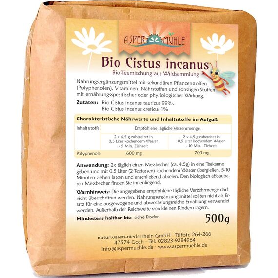 Cistus Tee - Cistus incanus Tee - Bio Zistrosenkraut geschnitten (250 g)