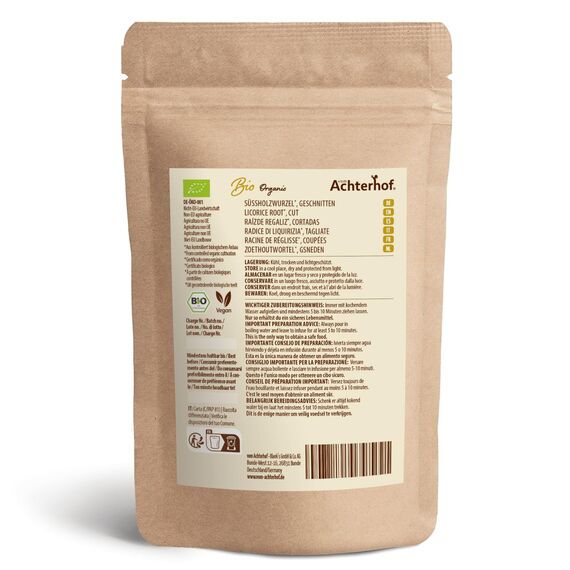 Süßholzwurzel Tee BIO (250g) | Süßholzwurzeltee | Süßholz-Wurzel getrocknet geschnitten enthält Lakritz | vom Achterhof