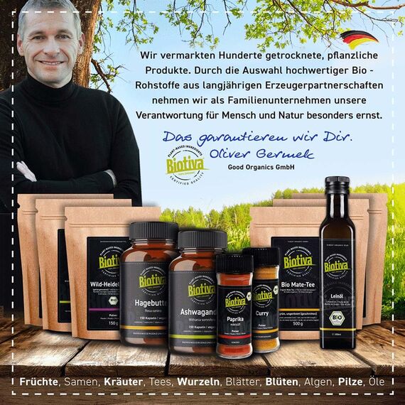 Zistrosenkraut Bio 250g Cistus Incanus - hochwertigste Bio-Qualität - Vorratspackung - Abgefüllt und kontrolliert in Deutschland - Biotiva