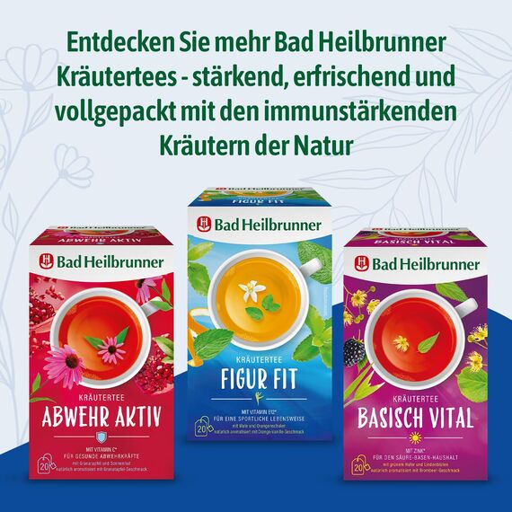Bad Heilbrunner Figur Fit Tee – Kräutertee mit Orangenschalen, Mate, Pfefferminze und Vitamin B12 zur Unterstützung des Energiestoffwechsels, (5 x 20 Filterbeutel)