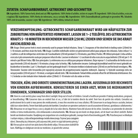 Alpi Nature Schafgarbe Tee 500g, Schafgarbenkraut getrocknet, Schafgarbentee, Tee lose