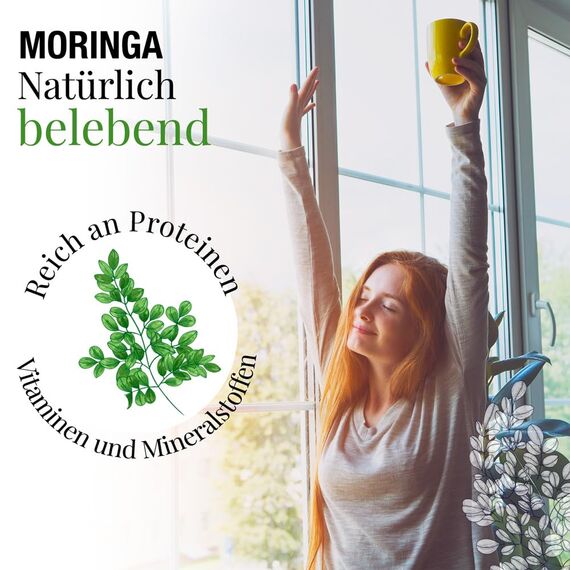 ORIGEENS MORINGA TEE BIO 100g | MORINGA TEE BLÄTTER GETROCKNET | Moringa Bio Roh Loses ohne Teein, belebender Kräutertee | In Deutschland zertifiziert und verpackt