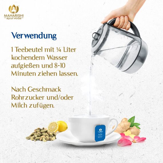 Maharishi Ayurveda Pitta Tee | Bio | ayurvedischer Kräuter- & Gewürztee | fein und mild | mit Rosenblütenblättern | 15 Teebeutel | 1er Pack