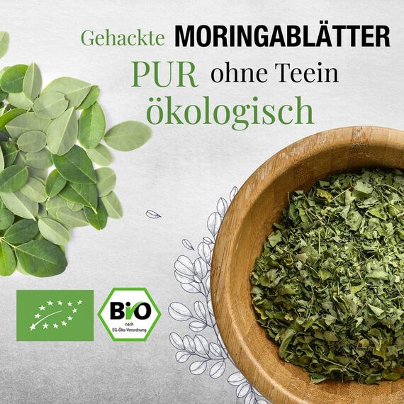 ORIGEENS MORINGA TEE BIO 100g | MORINGA TEE BLÄTTER GETROCKNET | Moringa Bio Roh Loses ohne Teein, belebender Kräutertee | In Deutschland zertifiziert und verpackt