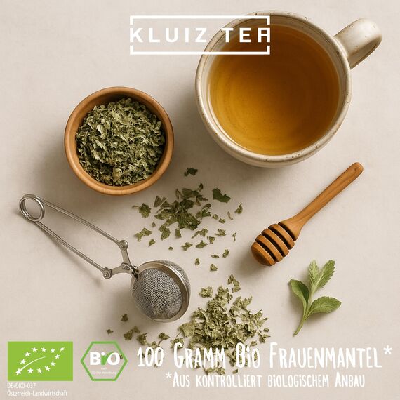Frauenmanteltee Bio - 100 Gramm I 100% Frauenmantel Tee aus biologischem Anbau aus Österreich I Lady's Mantle Tea by KLUIZ TEA
