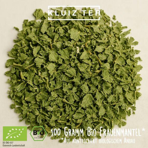 Frauenmanteltee Bio - 100 Gramm I 100% Frauenmantel Tee aus biologischem Anbau aus Österreich I Lady's Mantle Tea by KLUIZ TEA
