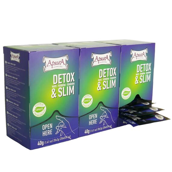 Apsara Detox & Slim Kräutertee – 3er Set (60 Teebeutel) – Natürlicher Entschlackungstee mit Mate, Brennnessel & Eisenkraut – Premium Detox Tee für Stoffwechsel & Wohlbefinden