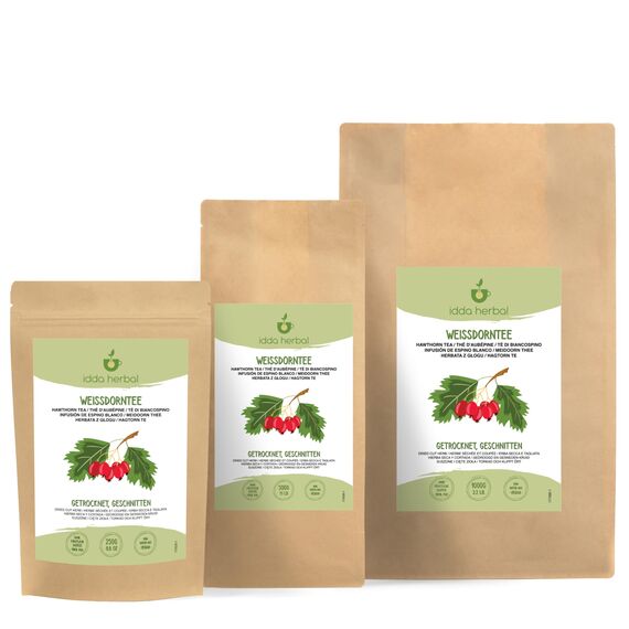 IDDA Herbal Weißdorn Tee 500g, Weißdornkraut getrocknet und geschnitten, Weissdorn Tee, Kräutertee