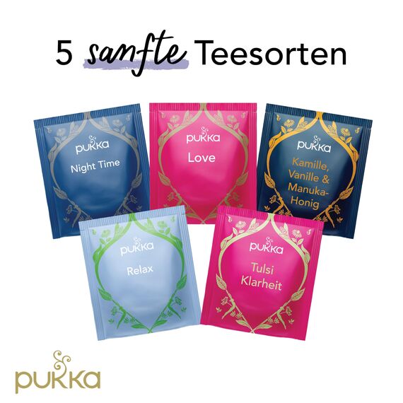 Pukka Tee Geschenkset, Bio Selection Box "Relax", Manuka Honig, Kamillentee, Tee Set, Ideal für jeden Anlass, Geschenkidee, 5 Varianten,45 Teebeutel