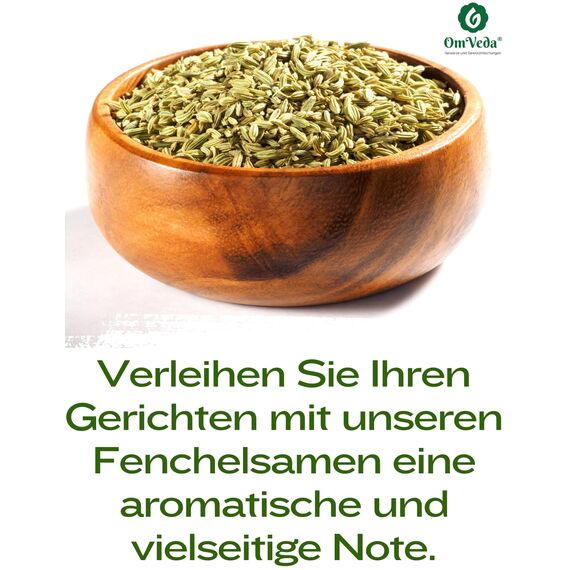 BIO Fenchelsamen 200g Fenchel Gewürz Fenchelsaat Fennel Seeds ganz | BIO-Qualität | Teegewürz Kräutertee Fencheltee | OmVeda Gewürze | Für Küche und Tee