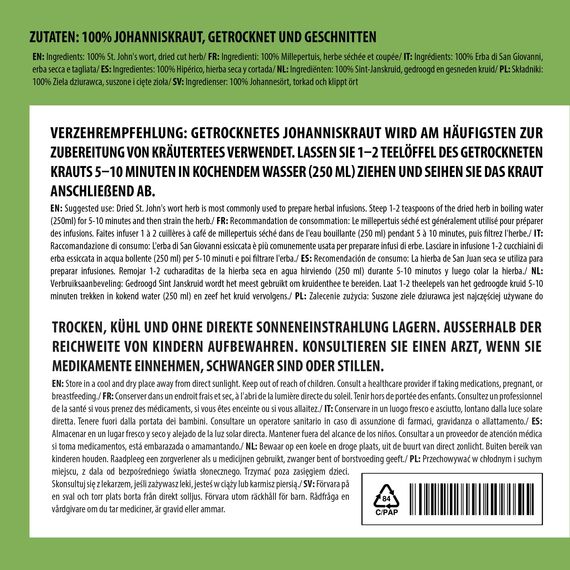 Alpi Nature Johanniskraut Tee 125g, Johanniskraut getrocknet und geschnitten, Johanniskrauttee