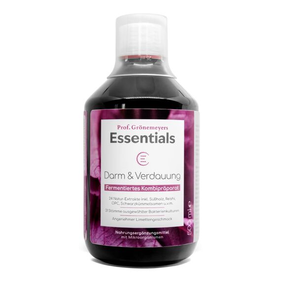 Prof. Grönemeyers Essentials „Darm und Verdauung“ – Darmkur, Darmreinigung & Darmaufbau mit 30 Mrd. Darmbakterien, aus fermentierten Kräutern & Pflanzenextrakten