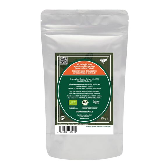 Azafran BIO Brennnessel Blätter | Brennnesselblätter Tee lose getrocknet | Brennessel Geschnitten 250 g