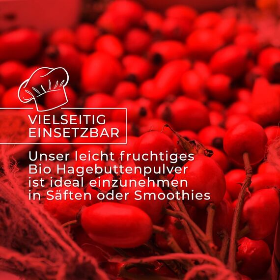 GreatVita Bio Hagebuttenpulver 400g | ganze Hagebutte gemahlen | 100% naturreines Hagebutten Pulver aus kontrolliert biologischem Anbau ®
