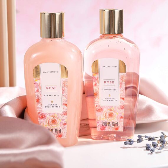 SPA LUXETIQUE Valentinstag Geschenke für Frauen-8tlg Rosenduft Bade Geschenkset Frauen, Geburtstagsgeschenk Wellness Set für Frauen Beauty Set mit Deko Badewanne, Muttertagsgeschenk für Mama, Sie