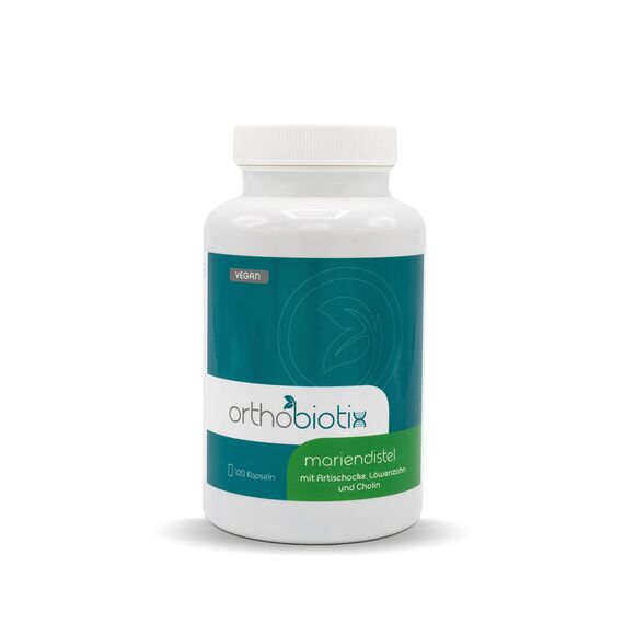 orthobiotix Mariendistel - mit Cholin, Artischocken- und Löwenzahnextrakt - 120 Kapseln - vegan - Mariendistel Komplex mit Pflanzenextrakten hochdosiert