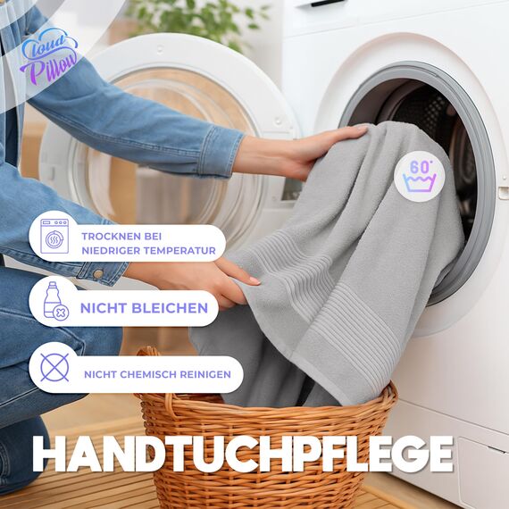 Cloud Pillow 2er Set Badetücher 100x150 cm – Badetuch Groß 100% Baumwolle - Duschtücher 500 g/m2 - Weich, Saugstark und Langlebig – Oeko-TEX - Ideal für Bad & Wellness - Hellgrau