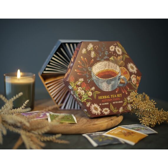 ACORUS | Herbstgeschmack Tee Set - Natürliche Tee Geschenkset mit 6 Geschmacksrichtungen | Entdecken Sie reichhaltige Herbsttees | Tee Geschenkset | Große Teebox mit 60 Kräuter teebeuteln