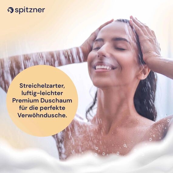 Spitzner Duschschaum Cremegefühl (4 x 50 ml) Set – Entspannende Wellness-Schaumdusche für sie mit cremigem Schaum für weiches Hautgefühl, sanft reinigend, hautverträglich und vegan…