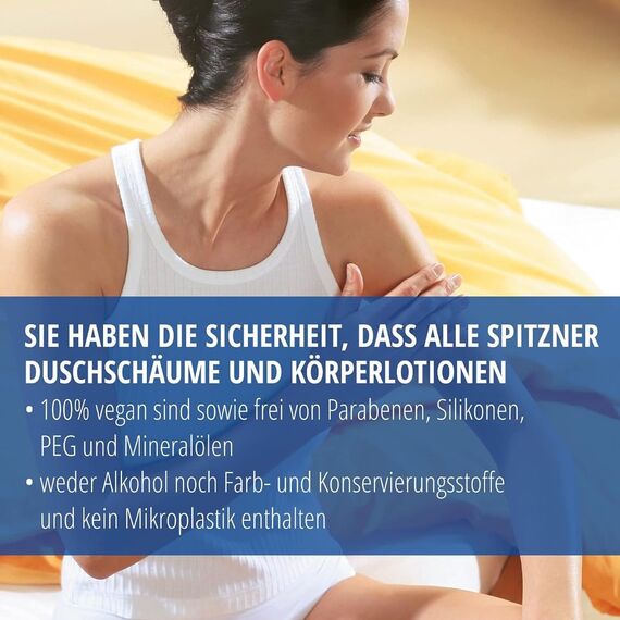 Spitzner Duschschaum Cremegefühl (4 x 50 ml) Set – Entspannende Wellness-Schaumdusche für sie mit cremigem Schaum für weiches Hautgefühl, sanft reinigend, hautverträglich und vegan…