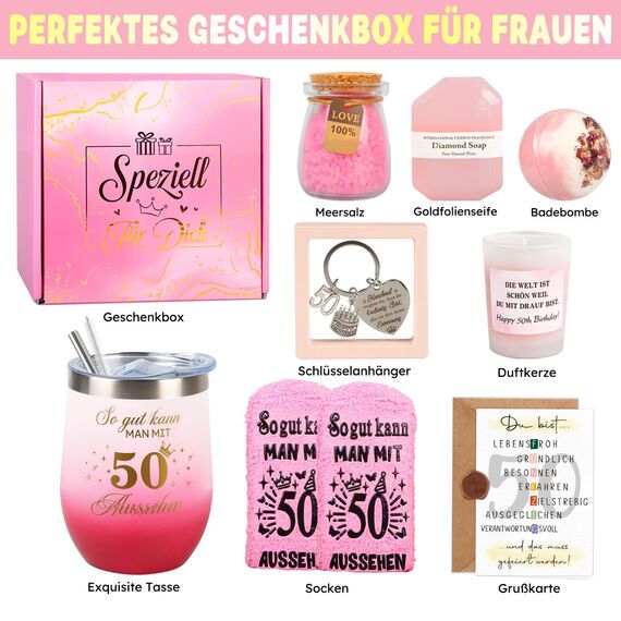 Giftota 50 Geburtstag Frau, Geschenke für Frauen Geburtstagsgeschenk für Frauen Personalisierte Geschenke 50 Geburtstag Geschenkset Rituals Frau für Freundin, Schwester, Ehefrau, Mama, Kollege