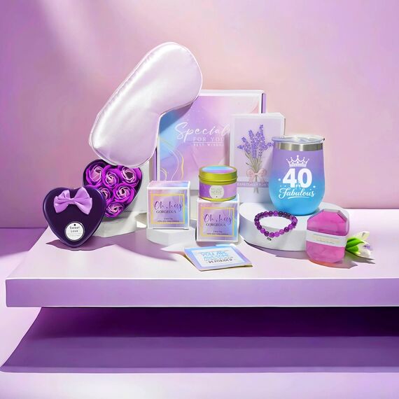 MUJUZE Geschenk zum 40 Geburtstag Frau,Geburtstagsgeschenk für Frauen 40,Wellness Weinbecher Geschenkset,Geschenk für Beste Freundin,Freundinnen,Schwester,Kollegin