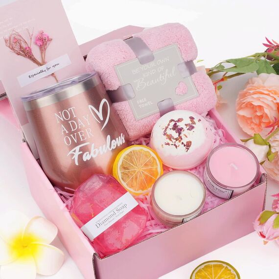 MUJUZE Geschenke für Frauen,Geburtstagsgeschenk Set Freundinnen,Weinbecher Geschenkset Frauen Geburtstag,Gifts for Women,Wellness Geschenkbox für Beste Freundin Schwester Kollegin Damen Geschenkideen