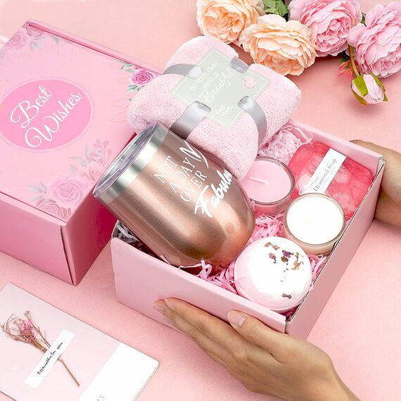 MUJUZE Geschenke für Frauen,Geburtstagsgeschenk Set Freundinnen,Weinbecher Geschenkset Frauen Geburtstag,Gifts for Women,Wellness Geschenkbox für Beste Freundin Schwester Kollegin Damen Geschenkideen