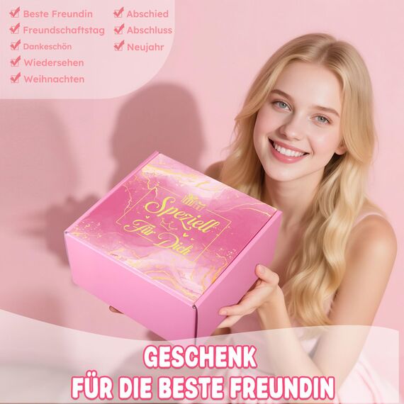 Giftota Geschenke für Frauen, Beste Freundin Weihnachtsgeschenke für Frauen Geschenk Beste Freundin Geburtstag Geschenkset für Frau, Rosa Thermobecher Geschenkbox Freundinnen, Wellness Geschenkset