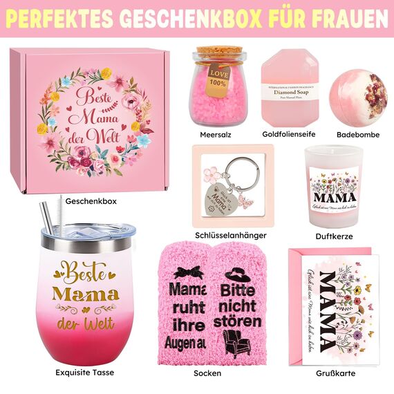 Giftota Geschenke für Mama, Geburtstagsgeschenk für Mama Beste Mama Muttertagsgeschenke Geschenke für Frauen, Rosa Wellness Geschenkbox Geschenk Mutter Frau Ostern Muttertag Geburtstag Weihnachten