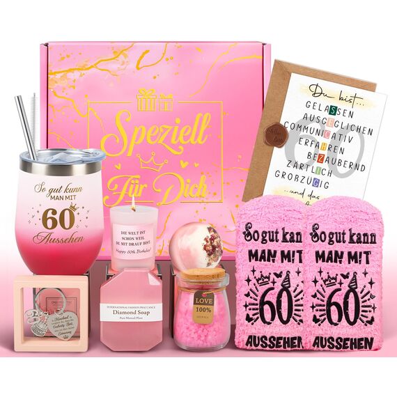 Giftota 60 Geburtstag Frau, Geschenke für Frauen Geburtstagsgeschenk für Frauen Personalisierte Geschenke 60 Geburtstag Geschenkset Rituals Frau für Freundin, Schwester, Ehefrau, Mama, Oma, Tante