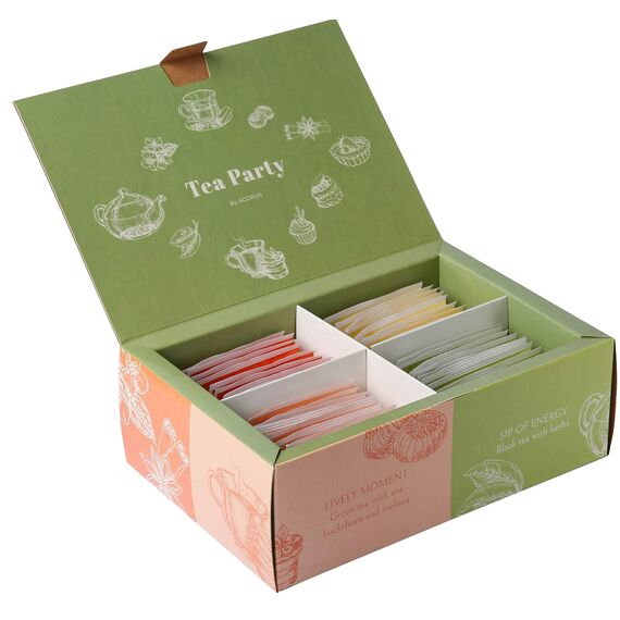 ACORUS | Party Tee Set | Tee Geschenkset mit 4 verschiedenen Geschmacksrichtungen | Natürliches Früchte Teeset | Teebox mit 40 Teebeutel