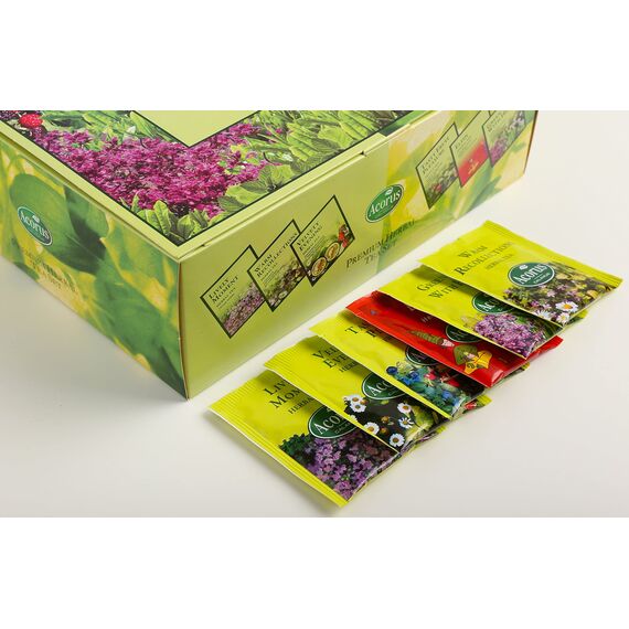 ACORUS | Erstklassig Kräuter Tee Set | Natürliches Tee Geschenkset mit sechs verschiedenen Geschmacksrichtungen | Große Teebox für verschiedene Anlässe | 60 Kräuter Teebeutel