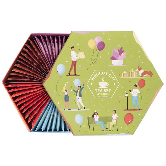 ACORUS | Geschenk Tee Set | Natürliche Tee Geschenkset mit 6 Geschmacksrichtungen | Rücksichtsvolles Geschenk für Geburtstage | Geschenk Box | Teebox mit 60 Kräuter Teebeuteln