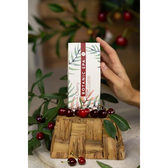 Accentra – Badeset Frauen CHERRY SPA im Seegraskorb – 4-teiliges Pflegeset mit Duschgel, Badesalz, Bodylotion & Netzschwamm – Wellness Geschenkset zum Geburtstag, Valentinstag & Weihnachten