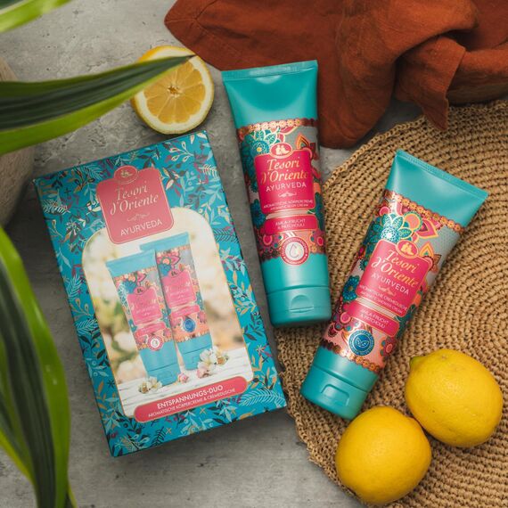 TESORI D'ORIENTE Geschenkset Cremedusche & Body Creme 'Ayurveda' 250 ml, aromatische Körperpflege, Wellness für Körper & Sinne