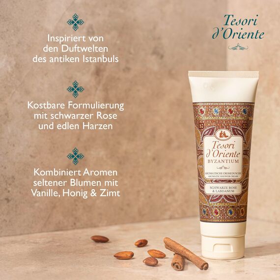 TESORI D'ORIENTE Geschenkset | Cremeduschen 3 x 75 ml (Ayurveda, Persian Dream und Byzantium) Duschcremes zur Körperpflege | Wellness-Rituale für Körper & Sinne