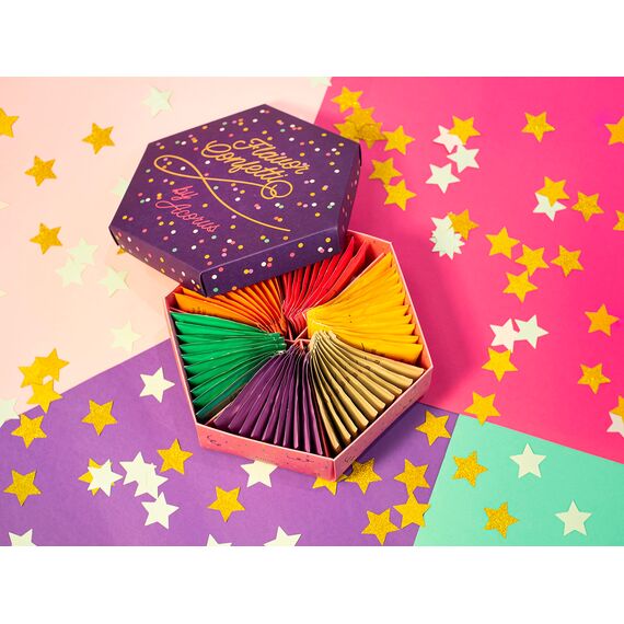 ACORUS | Aromen Konfetti Tee SET | Natürliches Tee Geschenkset | Feiern Sie mit 6 verschiedenen Geschmacksrichtungen | Große Teebox für verschiedene Anlässe | 60 Kräuter Teebeutel