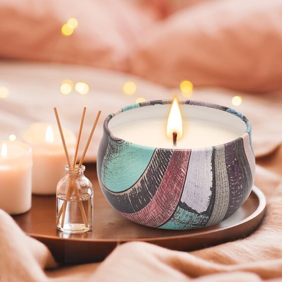 Duftkerzen Set für Damen und Herren mit Dekorative Holzbox Kleine Geschenke für Alle 6er Kerzenset mit Sprüche Natürliche Soja-kerze zum Geburtstag/Valentinstags