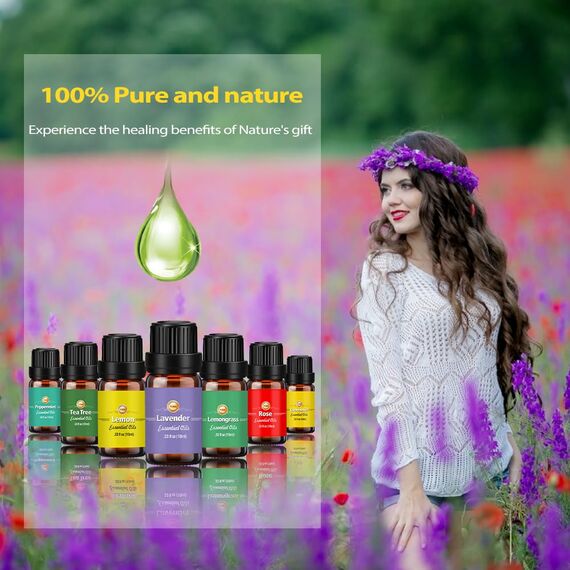 Ätherische Öle Set 18 x 10 ml, Teebaum, Lavendel, Eukalyptus, Weihrauch, Zitronengras, Rosmarin, Orange, Minze, Zitrone, Bergamotte, Ylang-Ylang, Grapefruit, Kamille, Rose, Vanille, Patchouli Salbei