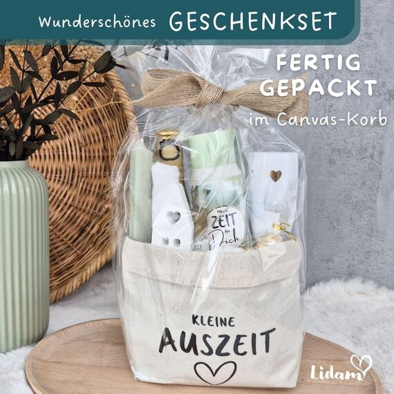 Geschenkkorb Frauen mit aromatischen Pflege Duschbad | Geschenkset Wellness |Kleine Auszeit im Baumwoll-Korb als Geschenk Freundin | Entspannung Geschenk | Geschenke Frauen | Geburtstagsgeschenk Fraue