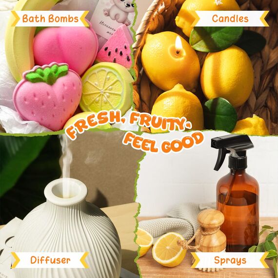 SALKING Früchte Ätherische Öle Set, 6x10mL 100% Aromatherapie Duftöl GeschenkSet für Diffuser, Luftbefeuchter, Massage, Kirsche, Ananas, Himbeere, süße Orange, grüner Apfel,Guave