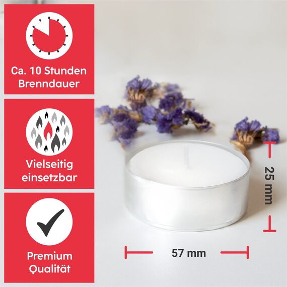 HOFER MAXI TEELICHTER 120 Stk. - bis zu 10 Stunden Brenndauer - Das Original | große XXL Teelichter - Großpackung - lange Brenndauer, ohne Duft | Kerzen zum Dekorieren, Feiern, Genießen, Entspannen