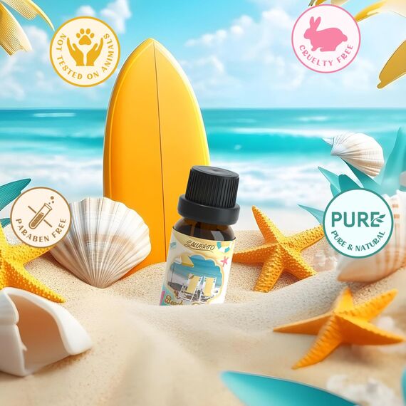 SALUBRITO Sommer Strand Ätherische Öle Set, Naturrein Aromatherapie Duftöl für Diffuser - Strandige Brise, Meersalz, Rosa Sand, Ozeanluft, Inselzeit, Pina Colada, Geschenk für Frauen
