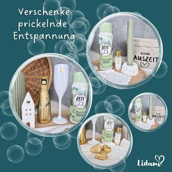 Geschenkkorb Frauen mit aromatischen Pflege Duschbad | Geschenkset Wellness |Kleine Auszeit im Baumwoll-Korb als Geschenk Freundin | Entspannung Geschenk | Geschenke Frauen | Geburtstagsgeschenk Fraue