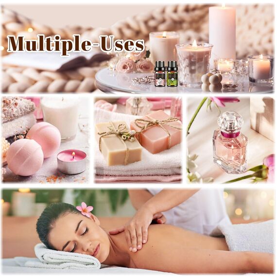 AESHORY Blumen Ätherische Öle Set 6 x 10ML, 100% Naturrein Blumige Essential Oils, Aromatherapie Duftöl für Diffuser Luftbefeuchter - Lavendel, Rose, Jasmin, Kirschblüte, Weißer Tee, Ylang Ylang