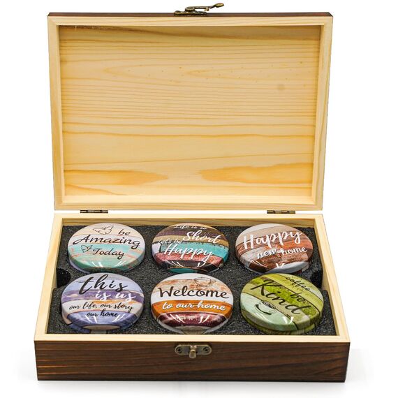 Duftkerzen Set für Damen und Herren mit Dekorative Holzbox Kleine Geschenke für Alle 6er Kerzenset mit Sprüche Natürliche Soja-kerze zum Geburtstag/Valentinstags