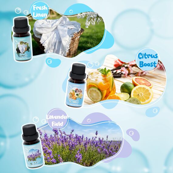 SALUBRITO Wäscherei Ätherische Öle Set, Natürliche Duftöle für Diffuser - Frische Bettwäsche, Ozeannebel, Frische Baumwolle, Saubere Wäsche, Lavendelfeld, Aromatherapie Duftöl GeschenkSet