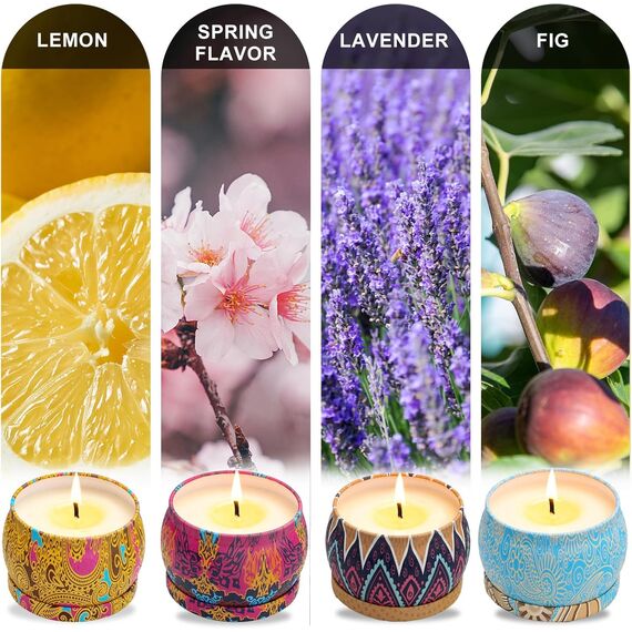 Geschenke für Frauen und Männer 4x125g Duftkerzen Geschenkset Kerzen Set mit Schöne Box aus Natürlichem Sojawachs für Mama,Frau,Freundin,Bester Freund zu Geburtstag als Kleine Mitbringsel