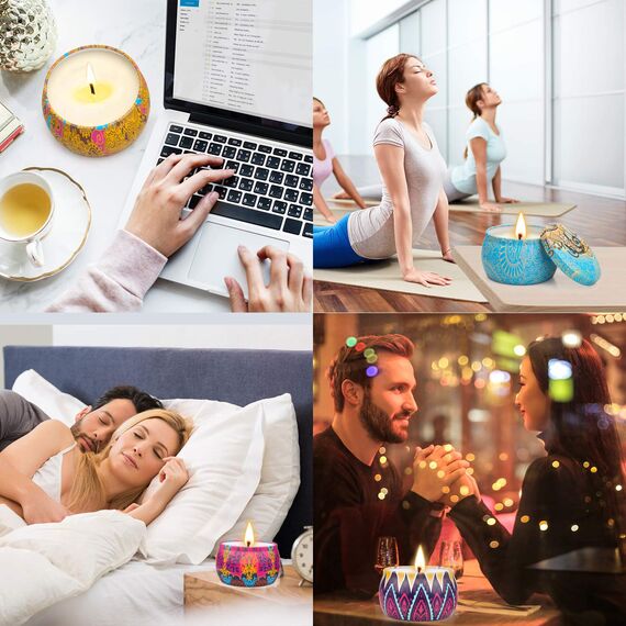 Geschenke für Frauen und Männer 4x125g Duftkerzen Geschenkset Kerzen Set mit Schöne Box aus Natürlichem Sojawachs für Mama,Frau,Freundin,Bester Freund zu Geburtstag als Kleine Mitbringsel